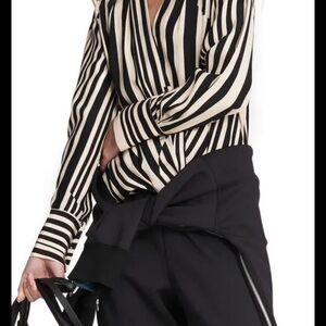 Rag & Bone Black and Cream Striped Blouse
